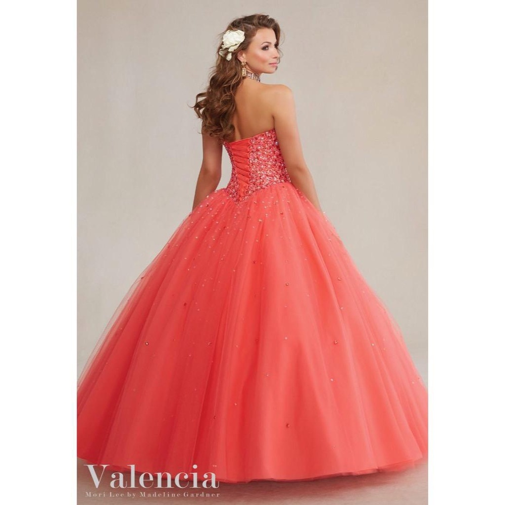 SOLD Mori Lee Coral Quinceanera Dress - Picture 7 of 8
